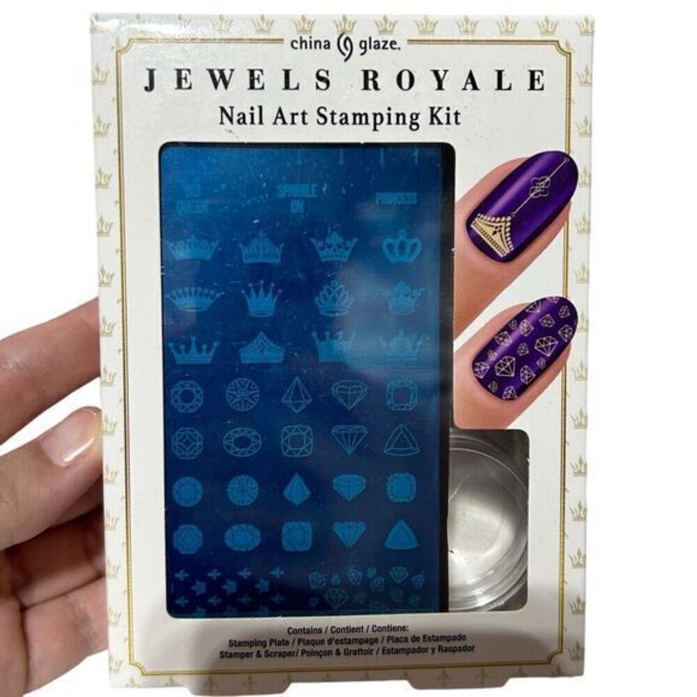 China Glaze Jewels Royale Nail Art Stamping Kit Bling Effect Crown Diamond New‎